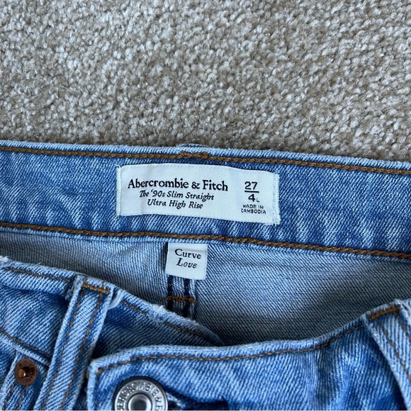WORN ONCE Abercrombie 90s slim straight ultra high rise jeans curve love long - Picture 6 of 6